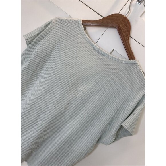 Waffle Button Front Top Blouse Womens Small Tie Front - Picture 8 of 8